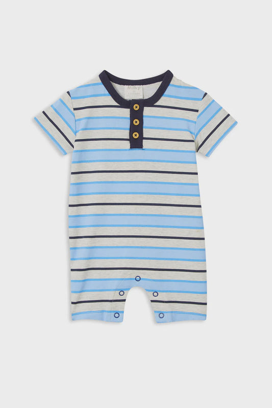 Blue Stripe Henley Romper