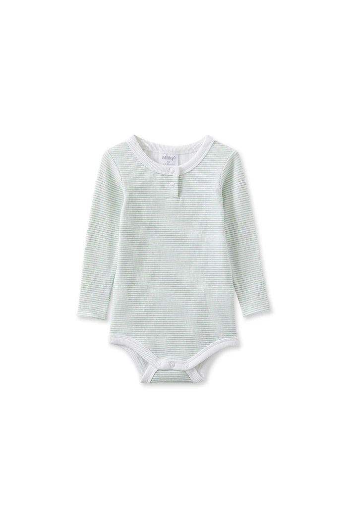 W25 Boys Green Stripe Bubbysuit