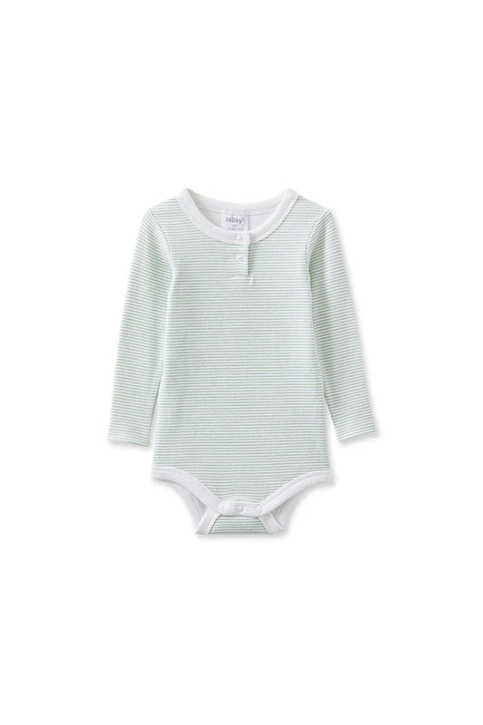 W25 Boys Green Stripe Bubbysuit