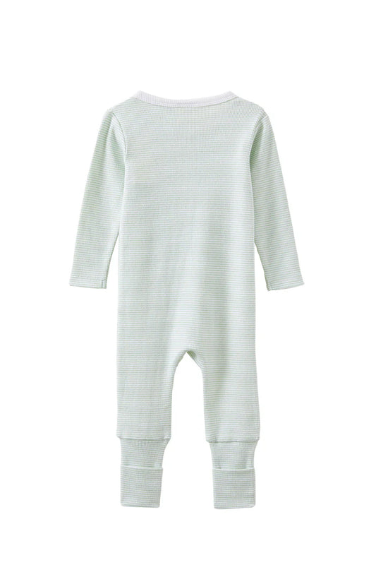 W25 Boys Green Stripe Zip Romper