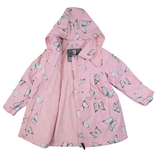 Butterfly Colour Change Terry Towelling Lined Raincoat Fairytale Pink