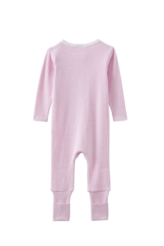 W25 Girls Pink Stripe Zip Romper