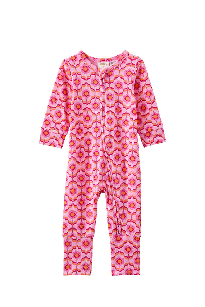 W25 Girls Bubblegum Retro Zip Romper