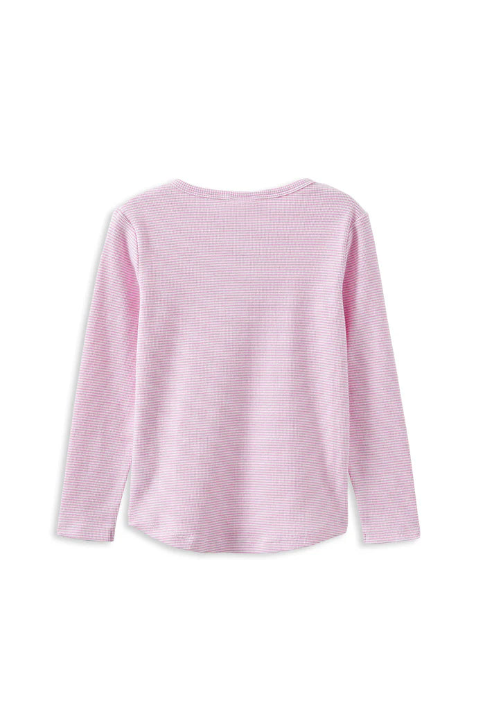 W25 Girls Pink Stripe Henley