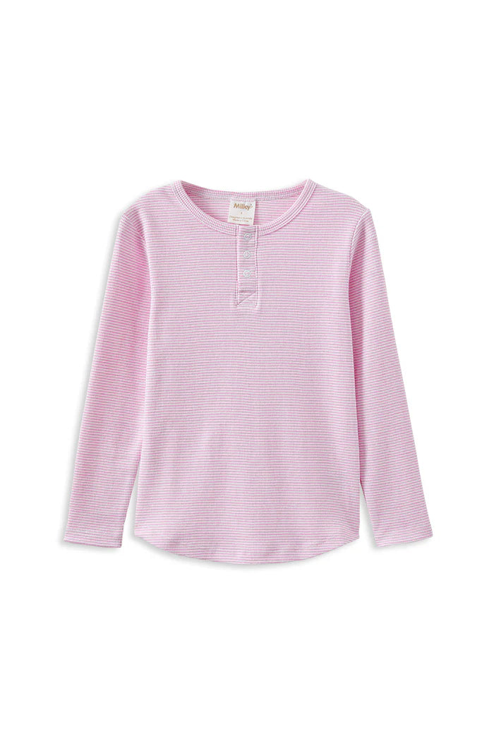 W25 Girls Pink Stripe Henley