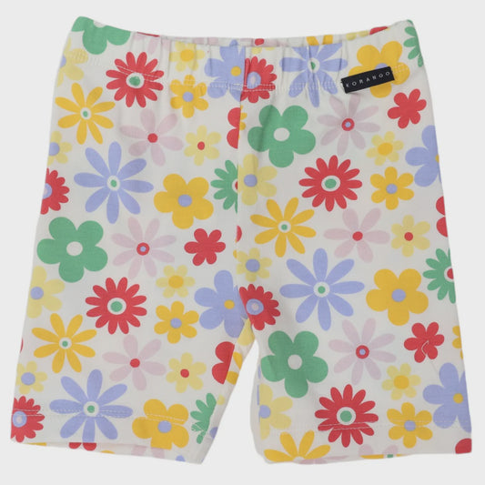 Flower Print Cotton Bike Shorts Cloud