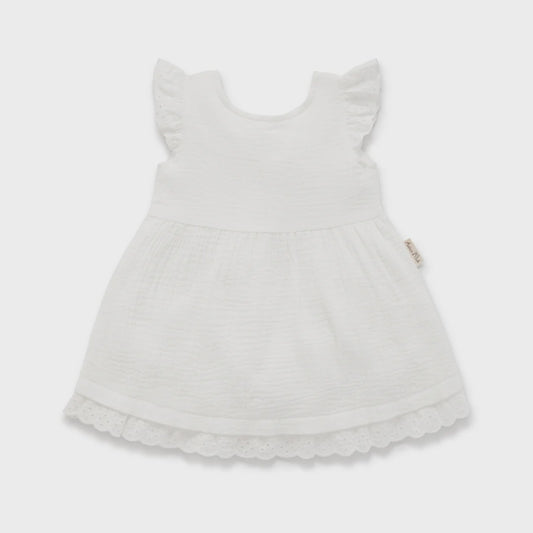 White Muslin Flutter Dress