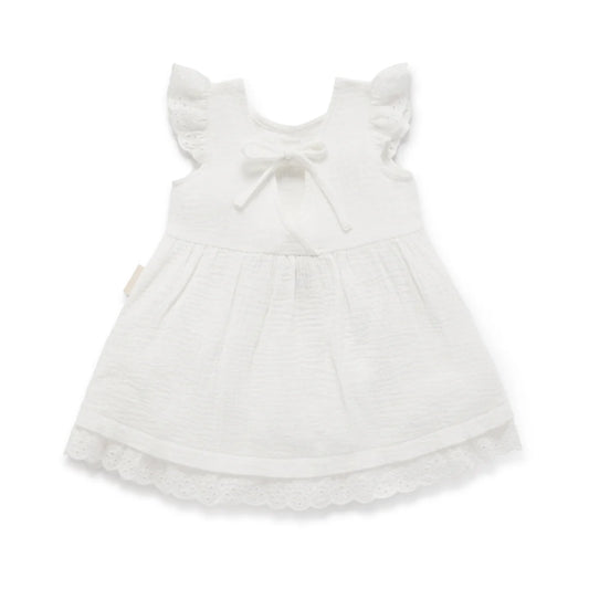 White Muslin Flutter Dress