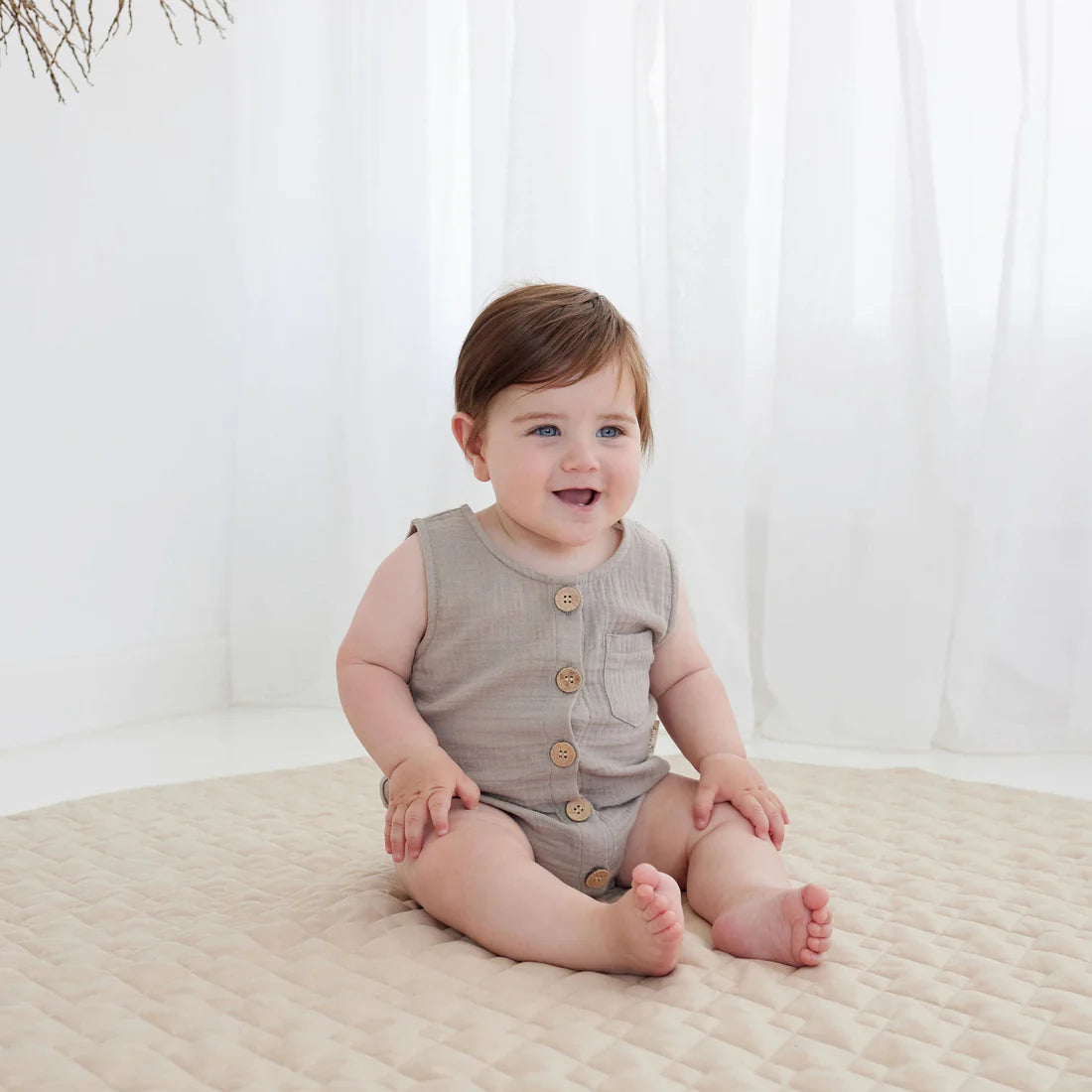 Sand Muslin Bubble Romper