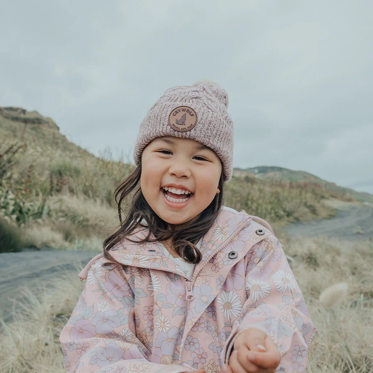 Pom Pom beanie Mauve speckle