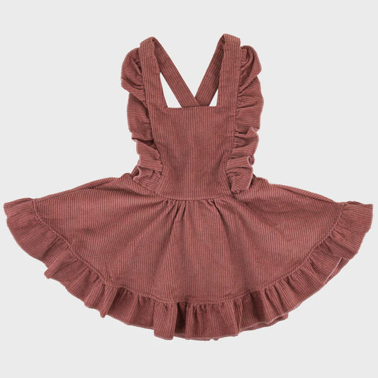 Cord Pinafore Dress - Carnation