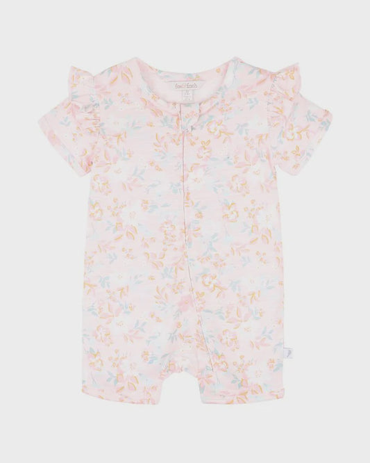 CANDY BLOSSOM PRINT SS ZIP ROMPER