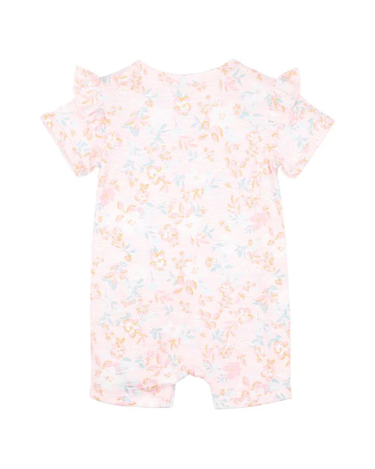 CANDY BLOSSOM PRINT SS ZIP ROMPER