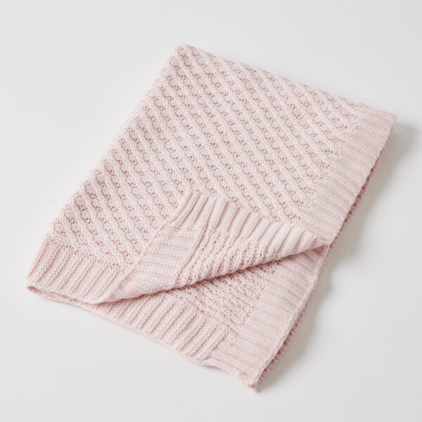 Basket weave knitted baby blanket