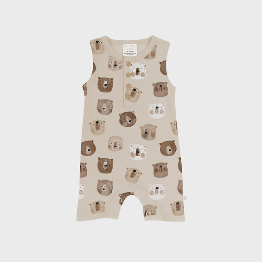 Sleeveless romper - beary cute