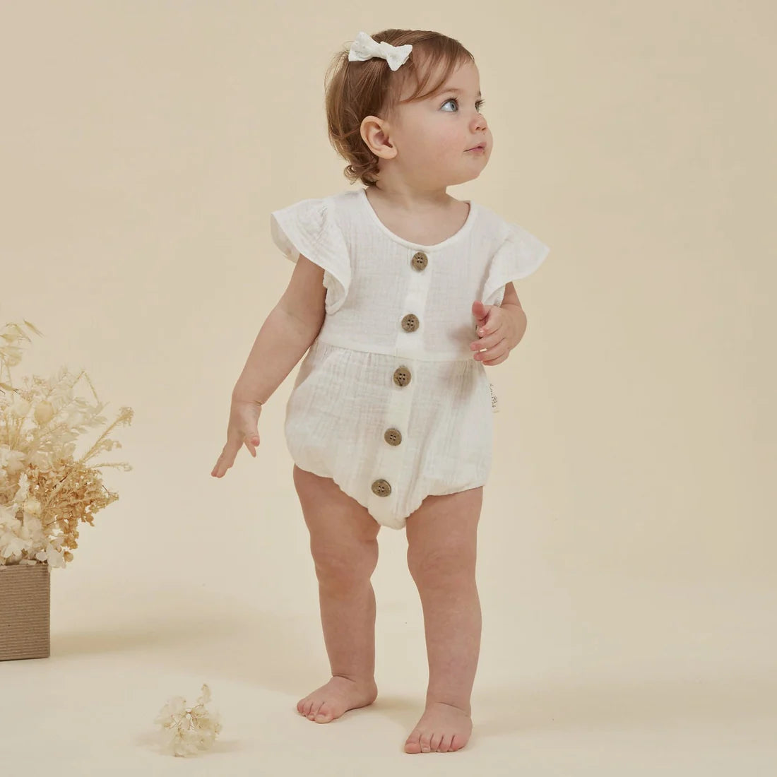 White Muslin Bubble Romper