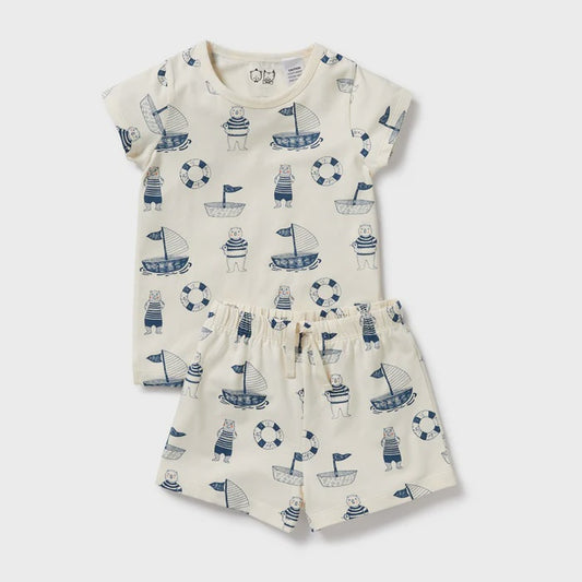 Nautical Bear Organic Short Sleeved Pyjamas