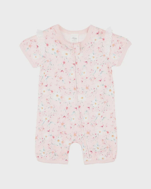 ZOE PRINT SS ZIP ROMPER