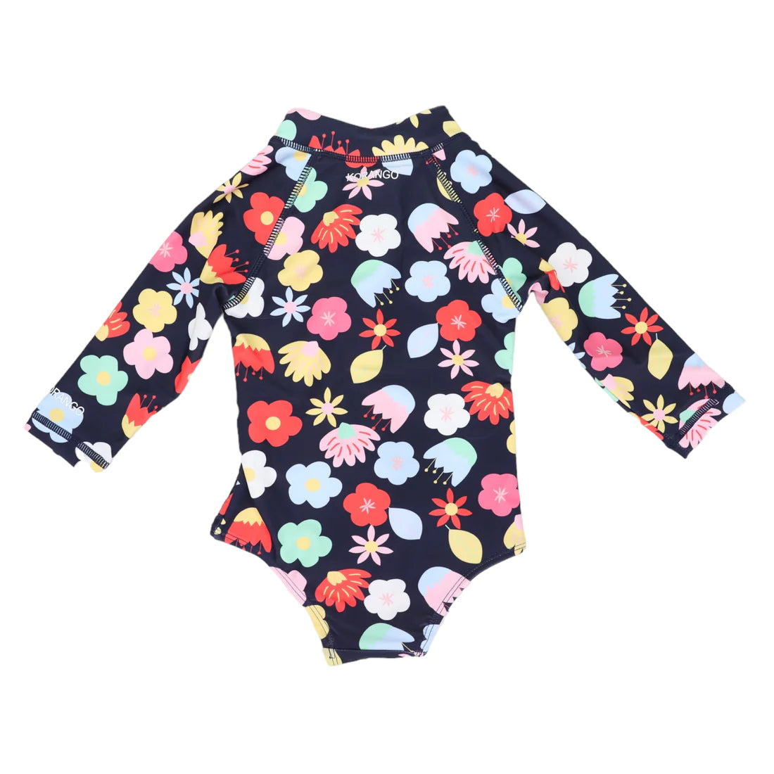 FLOWER LONG SLEEVE ZIP SWIM ONE PIECE NAVY