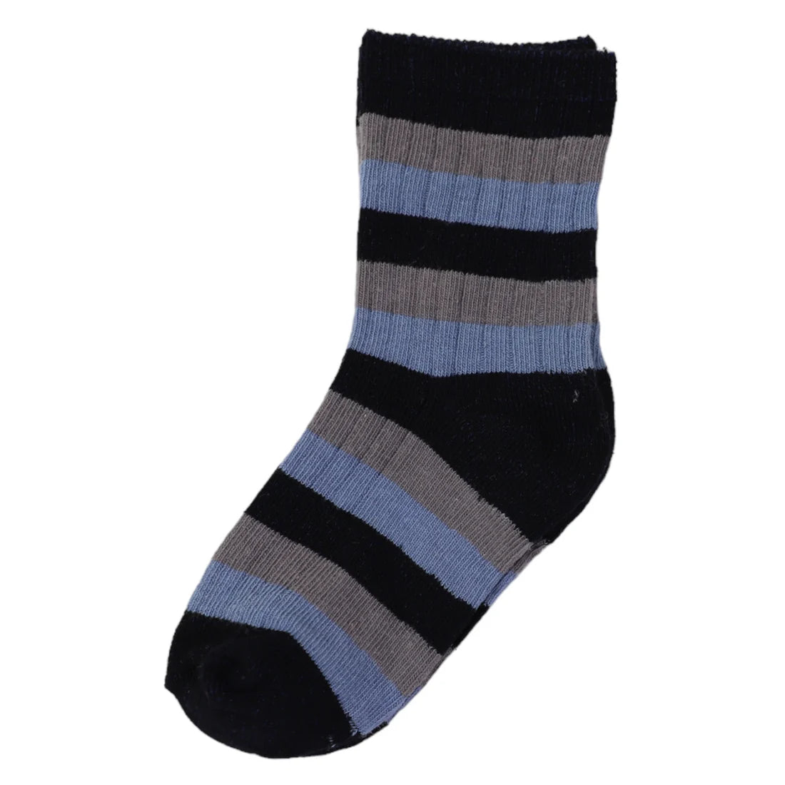 Ribbed Socks 5pk Plain with Navy Stripe