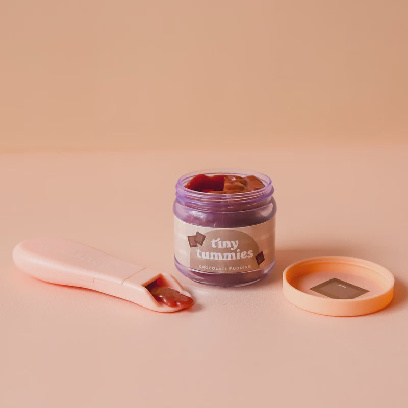 tiny tummies chocolate pudding food jar and spoon set