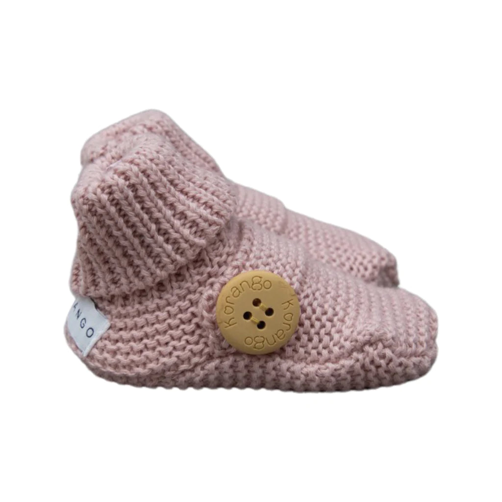 Knitted Button Bootie Dusty Pink